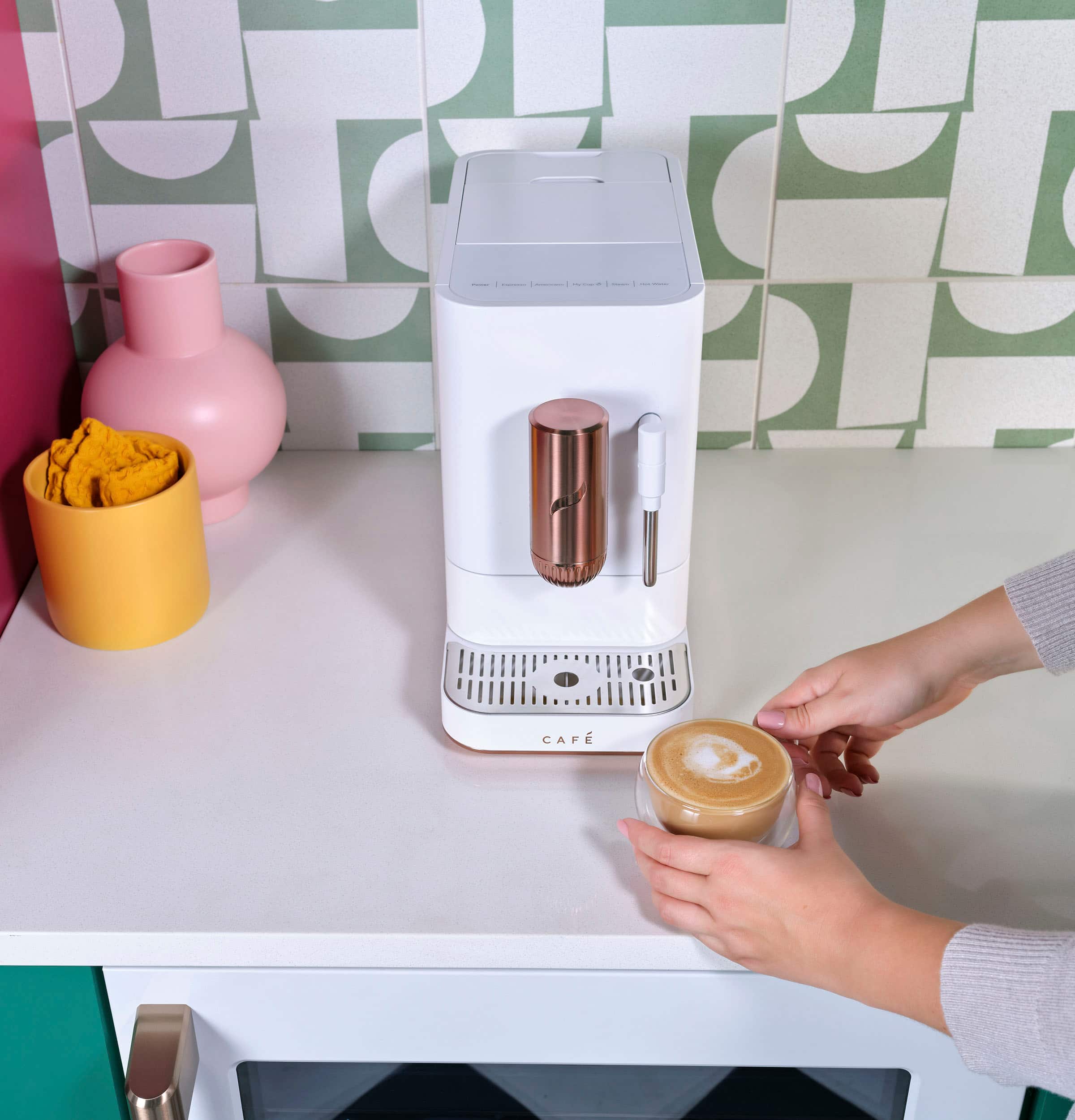 Alt View 25. Café - Affetto Automatic Espresso Machine with 20 bars of pressure, Milk Frother, and Built-In Wi-Fi - Matte White.