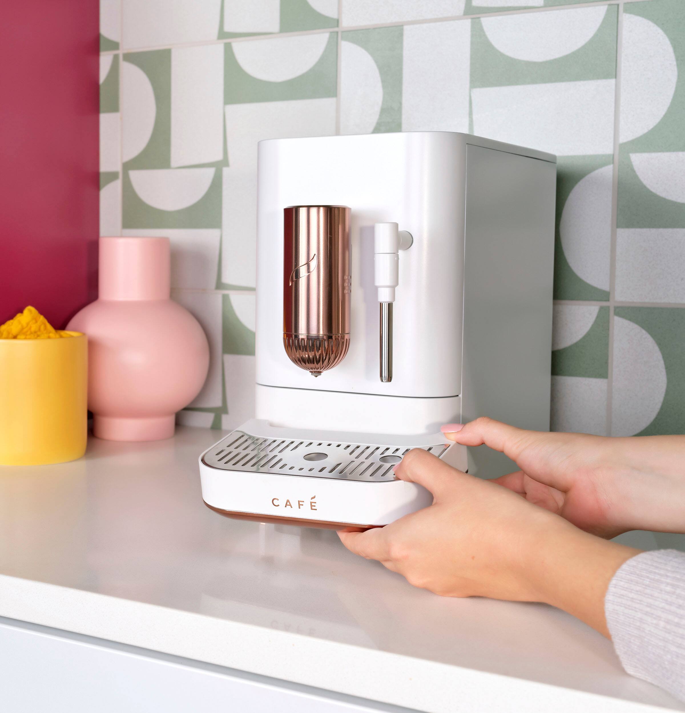 Alt View 27. Café - Affetto Automatic Espresso Machine with 20 bars of pressure, Milk Frother, and Built-In Wi-Fi - Matte White.