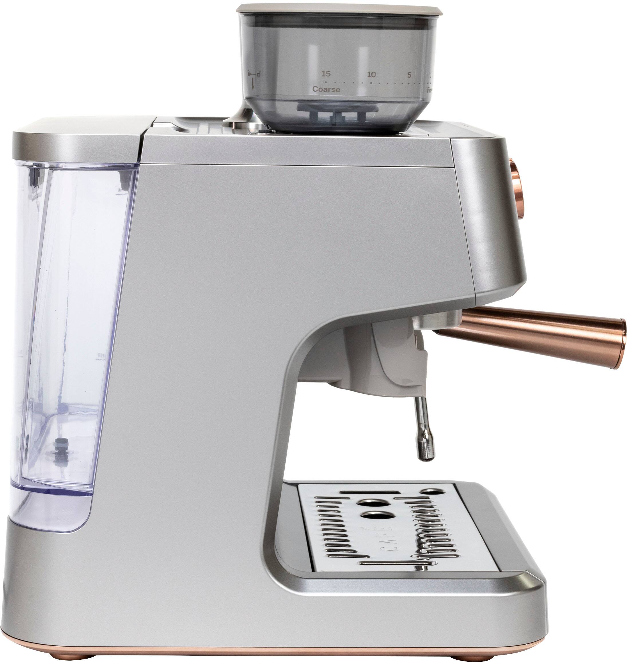Angle. Café - Bellissimo Semi-Automatic Espresso Machine with 15 bars of pressure, Milk Frother, and Built-In Wi-Fi - Steel Silver.