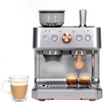 Café - Bellissimo Semi-Automatic Espresso Machine with 15 bars of pressure, Milk Frother, and Built-In Wi-Fi - Steel Silver - Front_Zoom