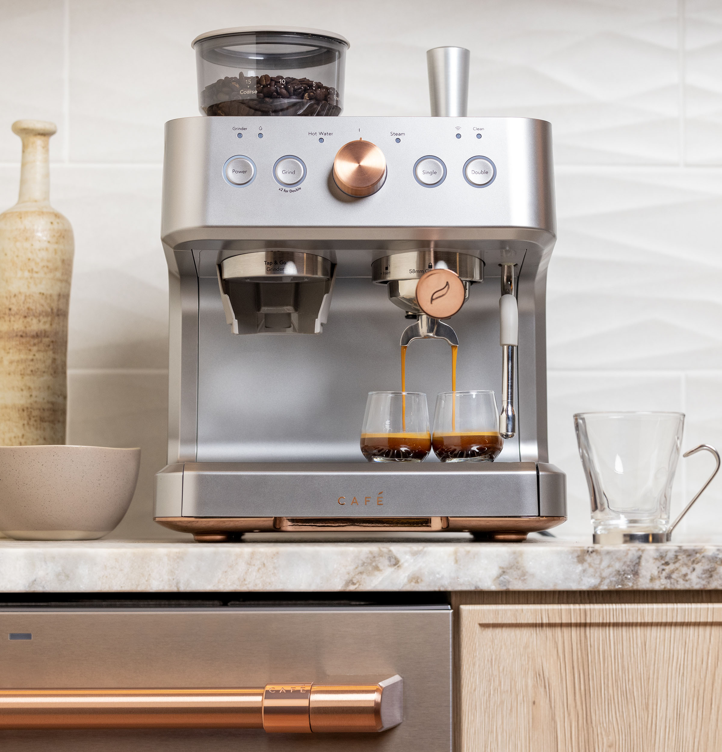 Cafe Bellissimo Semi-Automatic Espresso Machine & Frother - Matte White