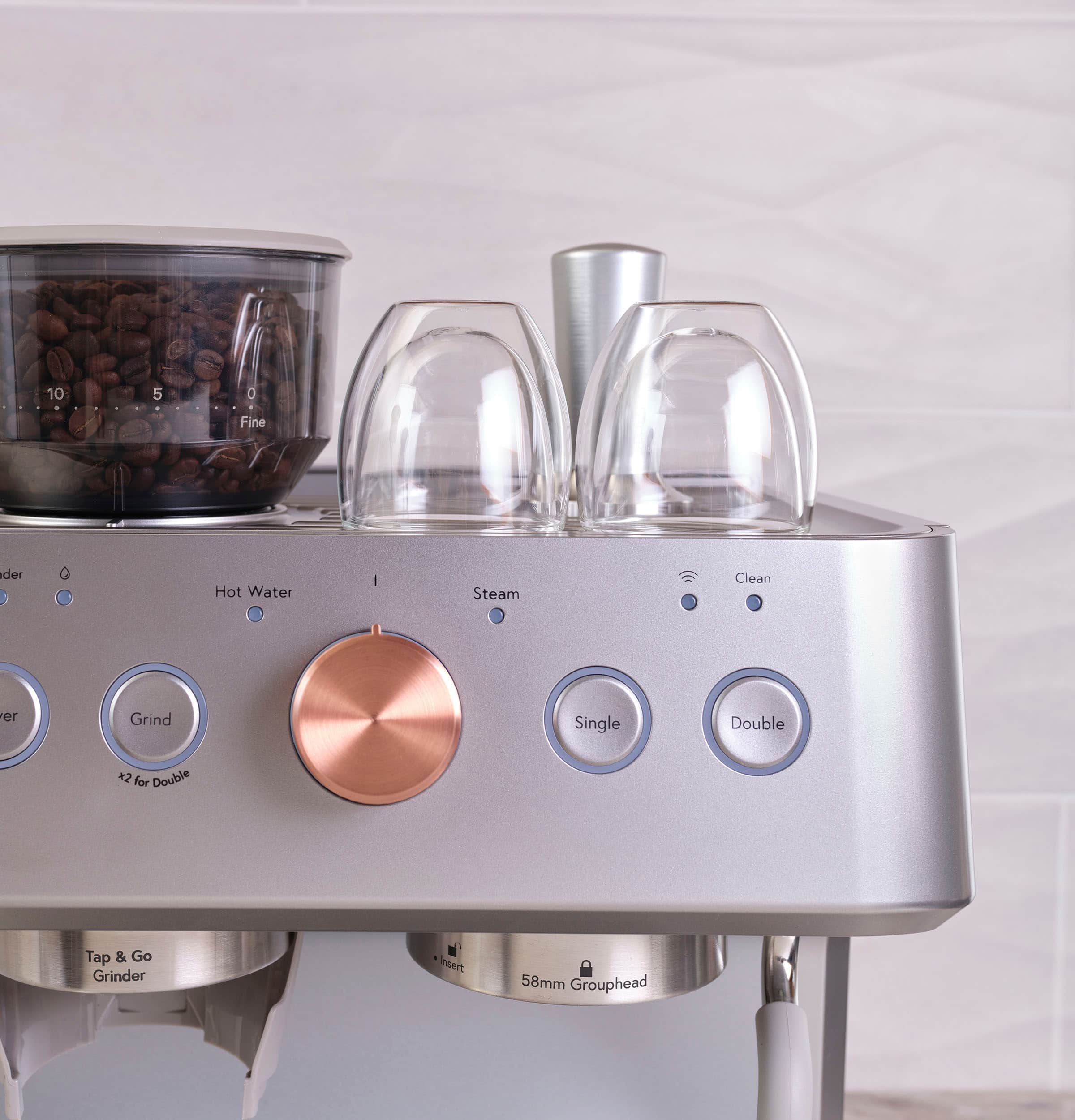 Alt View 22. Café - Bellissimo Semi-Automatic Espresso Machine with 15 bars of pressure, Milk Frother, and Built-In Wi-Fi - Steel Silver.