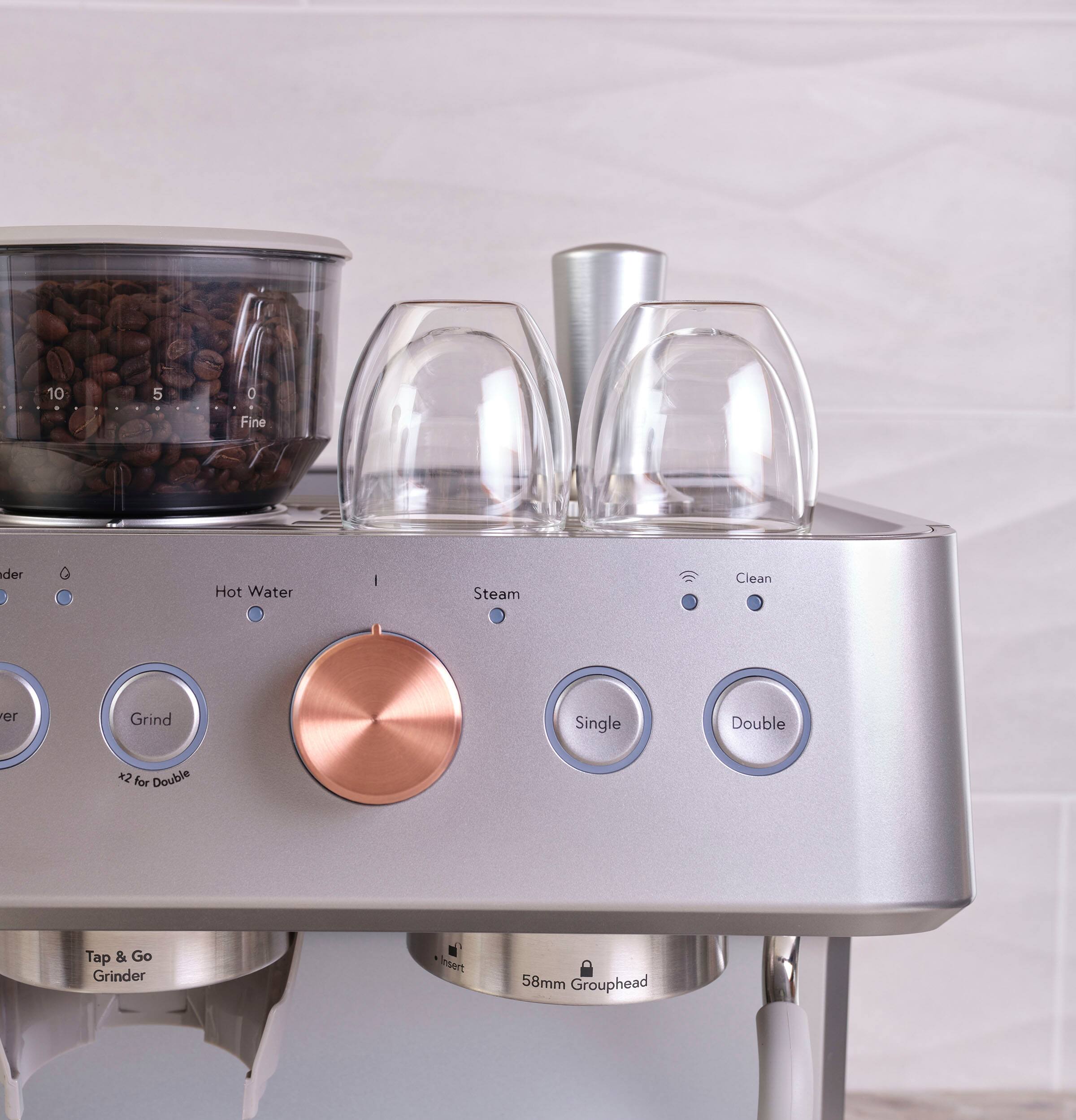 Alt View 22. Café - Bellissimo Semi-Automatic Espresso Machine with 15 bars of pressure, Milk Frother, and Built-In Wi-Fi - Steel Silver.