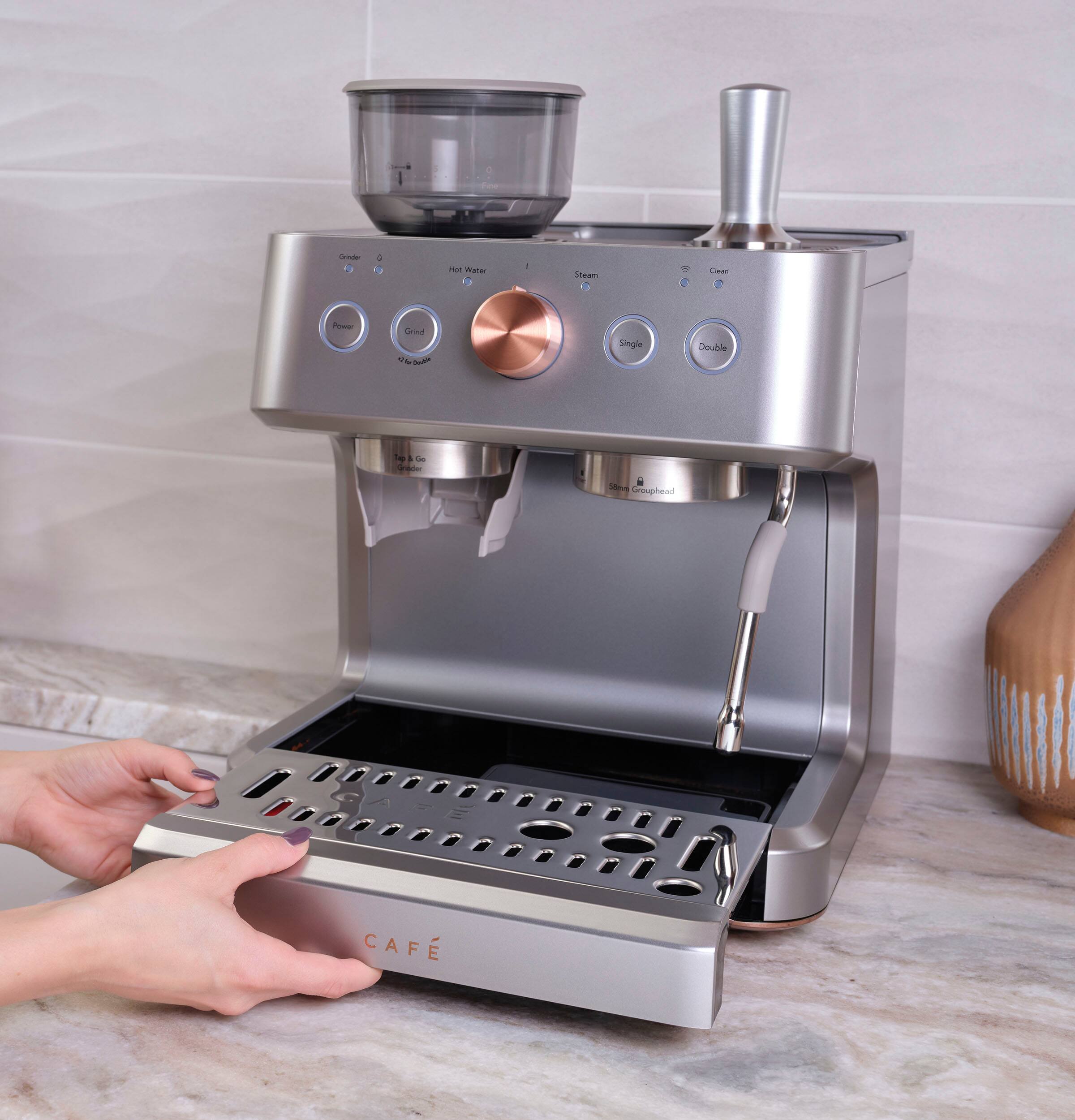 Alt View 29. Café - Bellissimo Semi-Automatic Espresso Machine with 15 bars of pressure, Milk Frother, and Built-In Wi-Fi - Steel Silver.