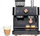 Front. Café - Bellissimo Semi-Automatic Espresso Machine with 15 bars of pressure, Milk Frother, and Built-In Wi-Fi - Matte Black.