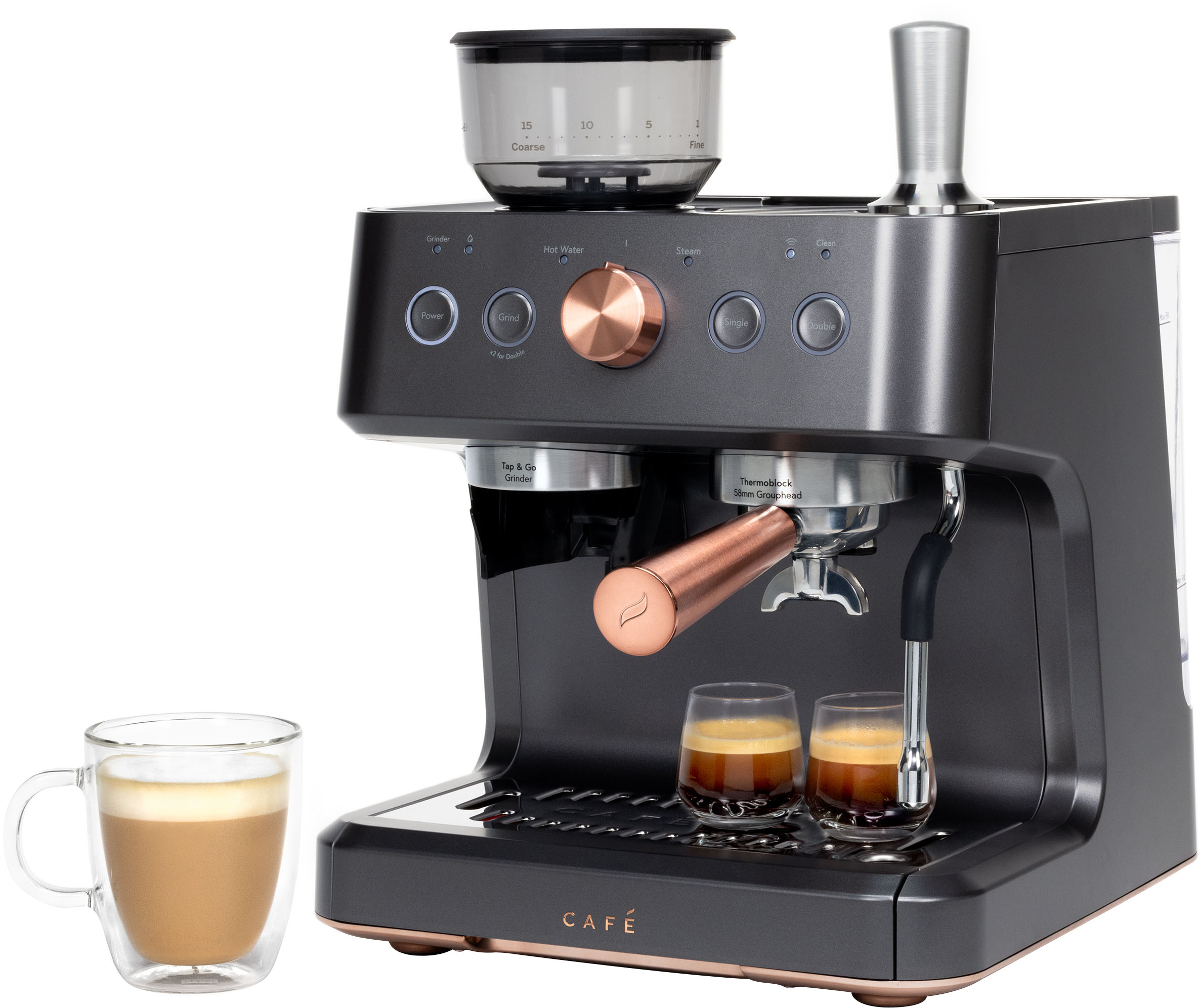 Café Bellissimo Semi-Automatic Espresso Machine with 15 bars of pressure,  Milk Frother, and Built-In Wi-Fi Matte Black C7CESAS3RD3 - Best Buy