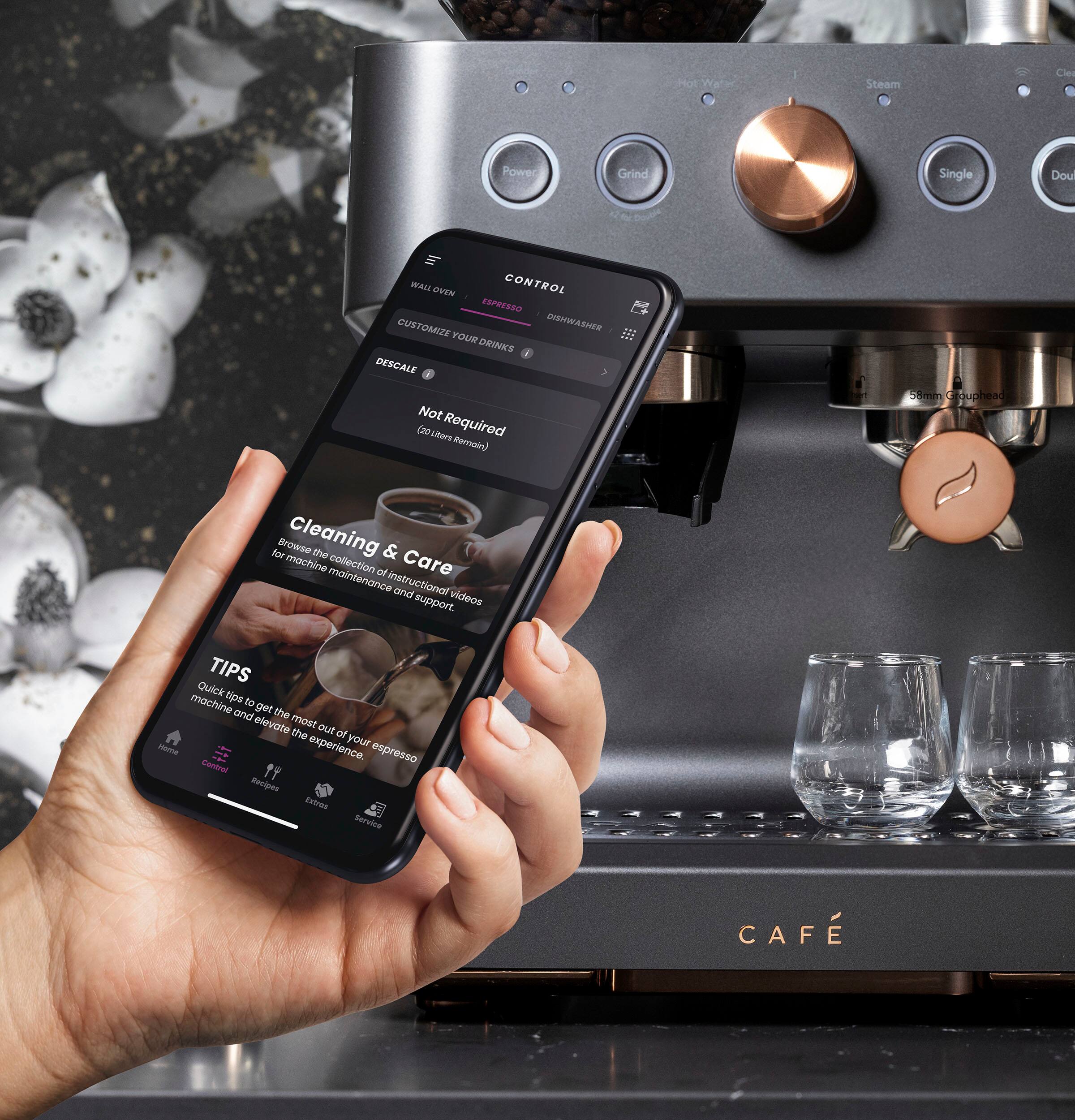 Alt View 19. Café - Bellissimo Semi-Automatic Espresso Machine with 15 bars of pressure, Milk Frother, and Built-In Wi-Fi - Matte Black.