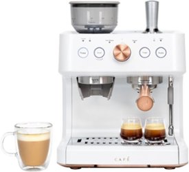 Café - Bellissimo Semi-Automatic Espresso Machine with 15 bars of pressure, Milk Frother, and Built-In Wi-Fi - Matte White - Front_Zoom