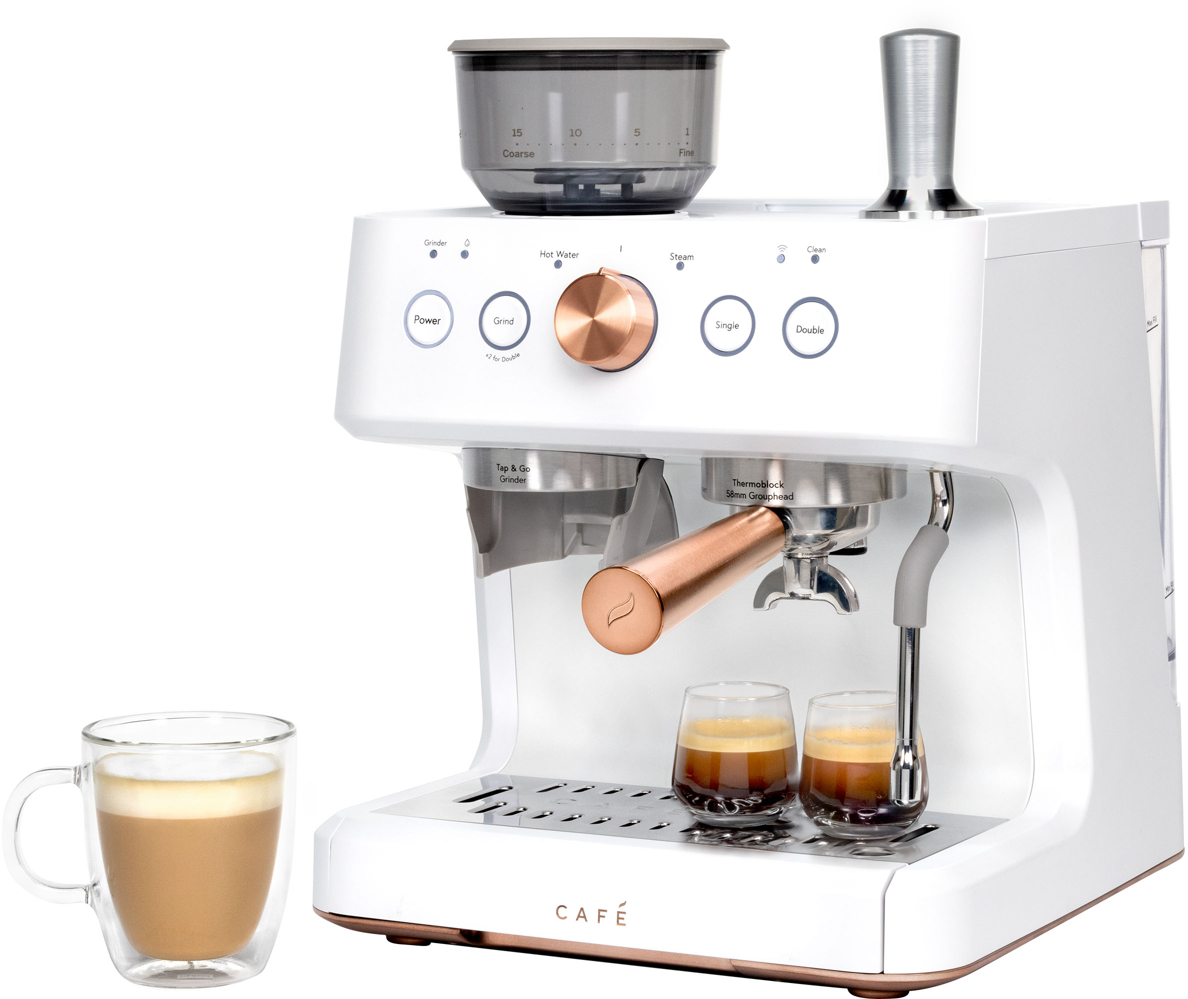 Panda Slink plakboek Café Bellissimo Semi-Automatic Espresso Machine with 15 bars of pressure,  Milk Frother, and Built-In Wi-Fi Matte White C7CESAS4RW3 - Best Buy