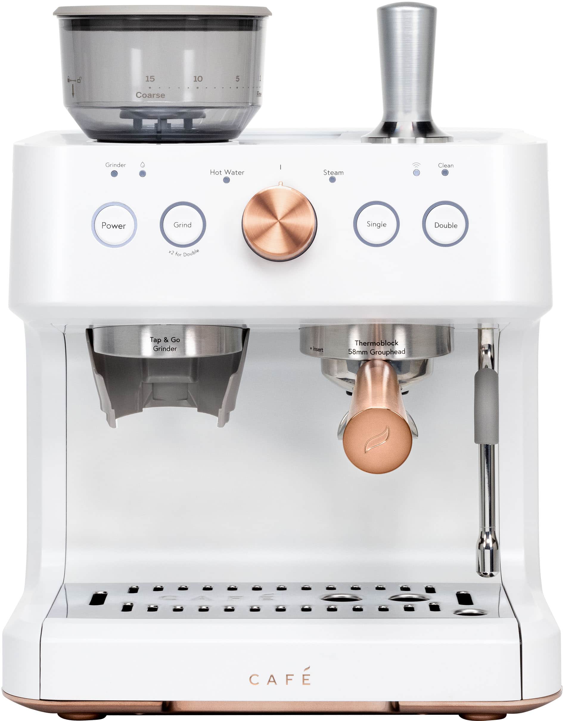 Alt View 11. Café - Bellissimo Semi-Automatic Espresso Machine with 15 bars of pressure, Milk Frother, and Built-In Wi-Fi - Matte White.