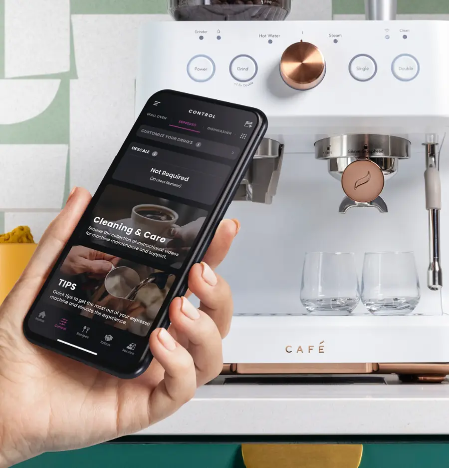 Alt View 22. Café - Bellissimo Semi-Automatic Espresso Machine with 15 bars of pressure, Milk Frother, and Built-In Wi-Fi - Matte White.