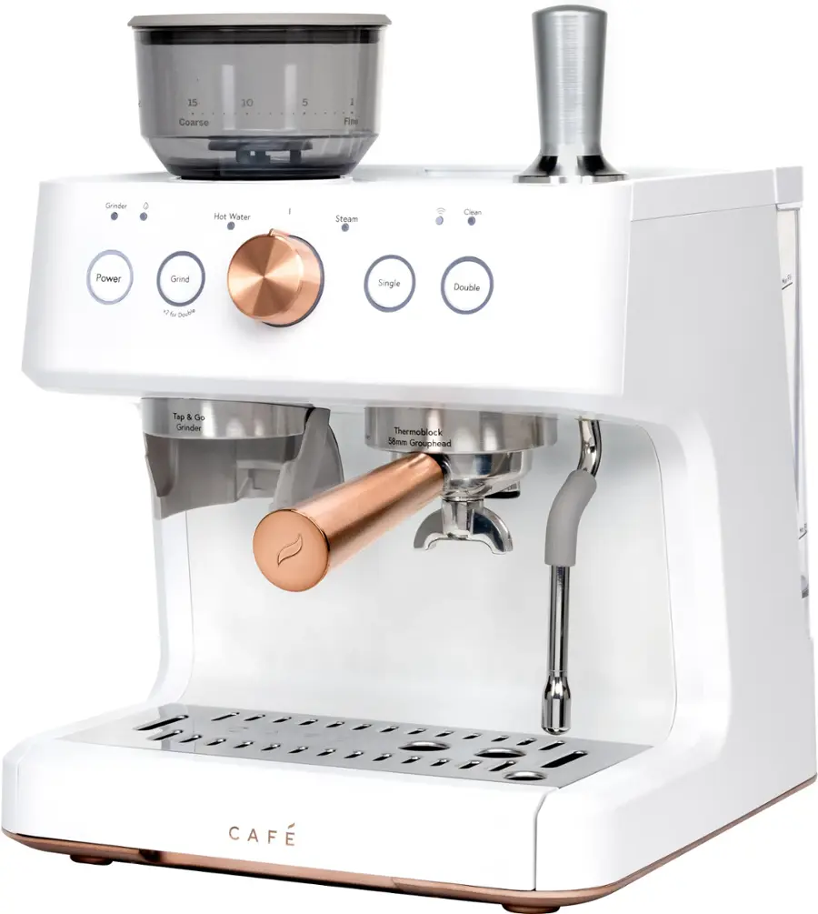 Alt View 13. Café - Bellissimo Semi-Automatic Espresso Machine with 15 bars of pressure, Milk Frother, and Built-In Wi-Fi - Matte White.