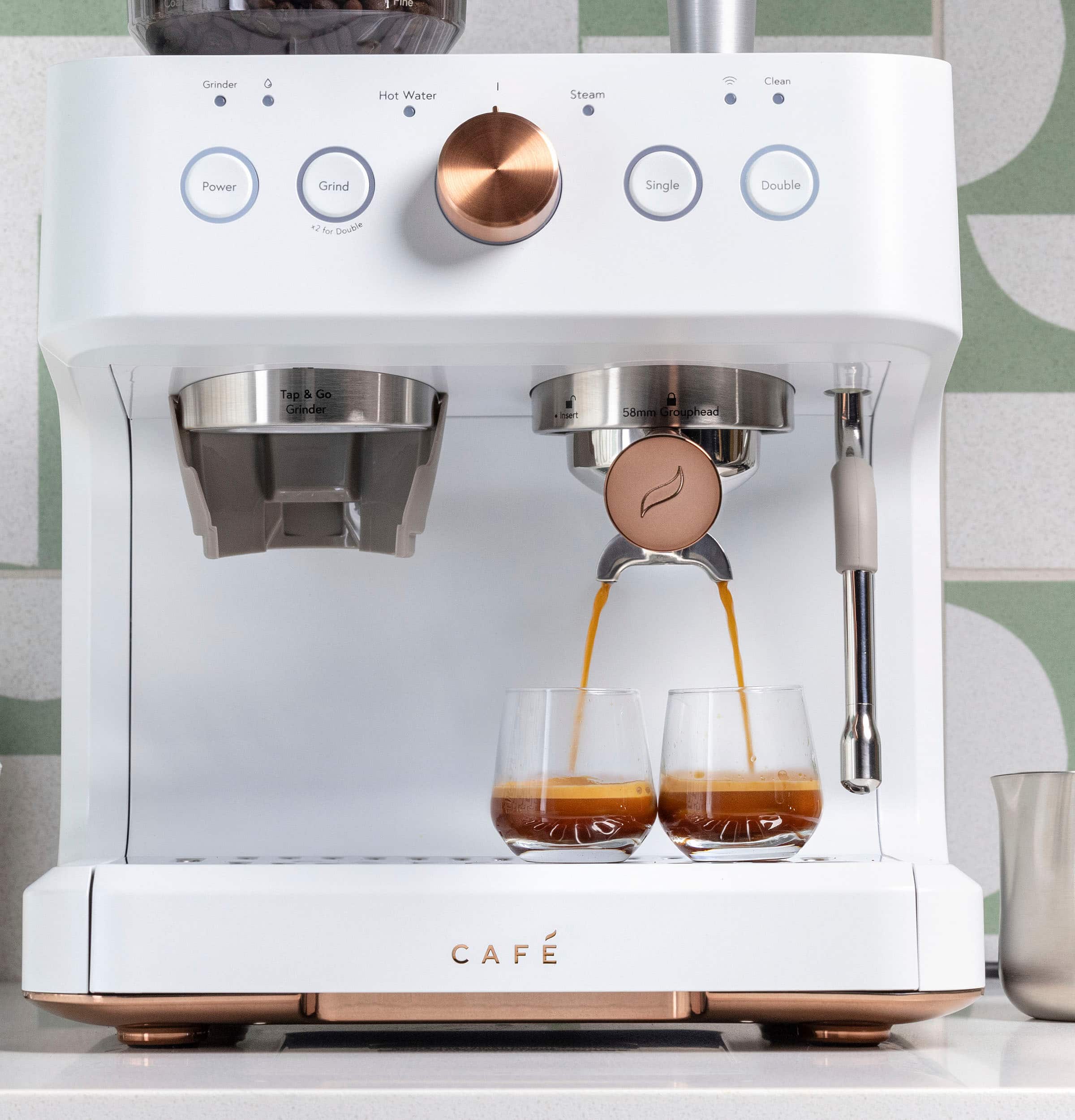 Alt View 23. Café - Bellissimo Semi-Automatic Espresso Machine with 15 bars of pressure, Milk Frother, and Built-In Wi-Fi - Matte White.