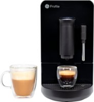 GE Profile - Automatic Espresso Machine with 20 bars of pressure, Milk Frother, and Built-In Wi-Fi - Black - Front_Zoom