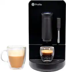 GE Profile - Automatic Espresso Machine with 20 bars of pressure, Milk Frother, and Built-In Wi-Fi - Black - Front_Zoom