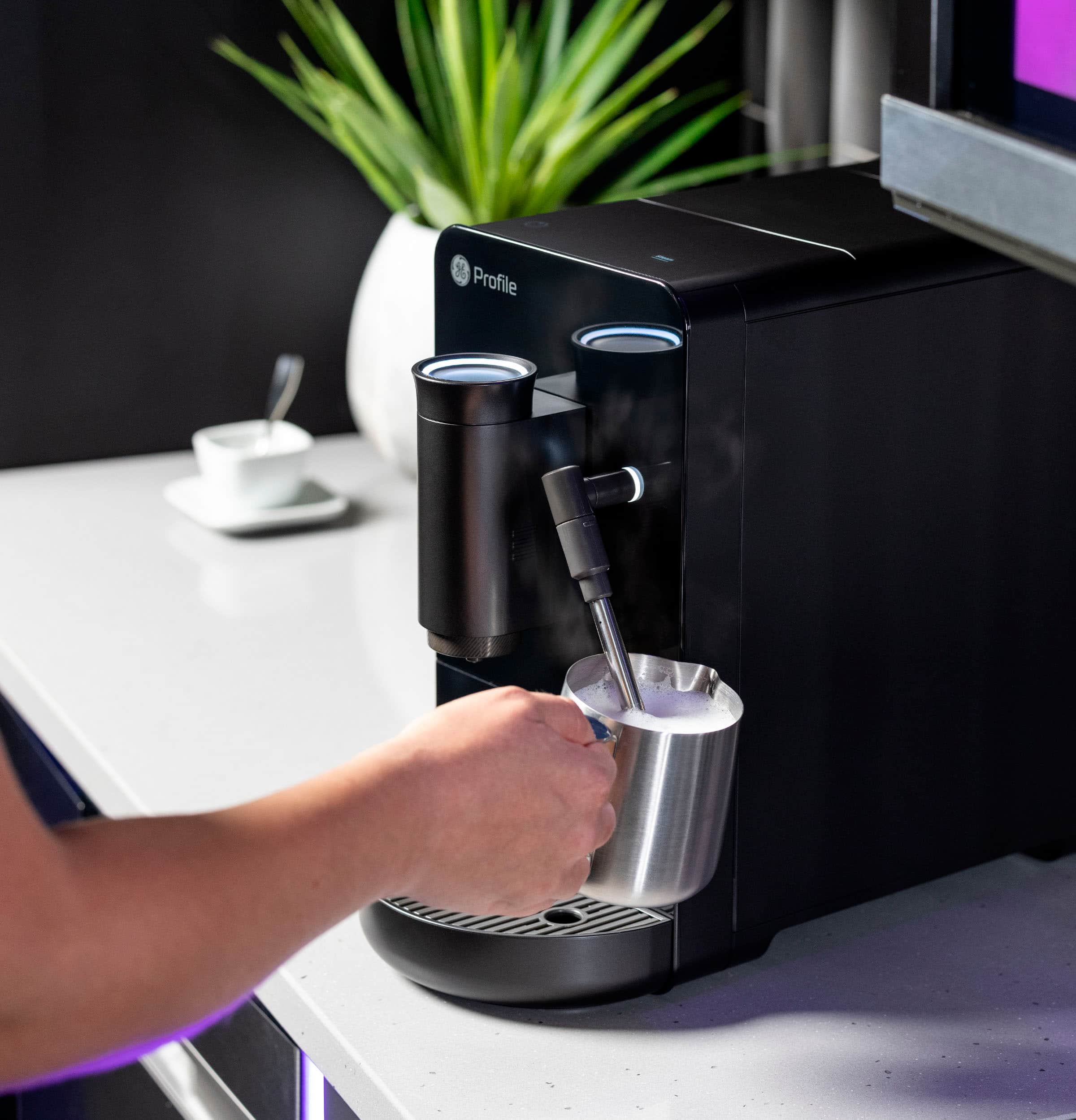 Alt View 14. GE Profile - Automatic Espresso Machine with 20 bars of pressure, Milk Frother, and Built-In Wi-Fi - Black.