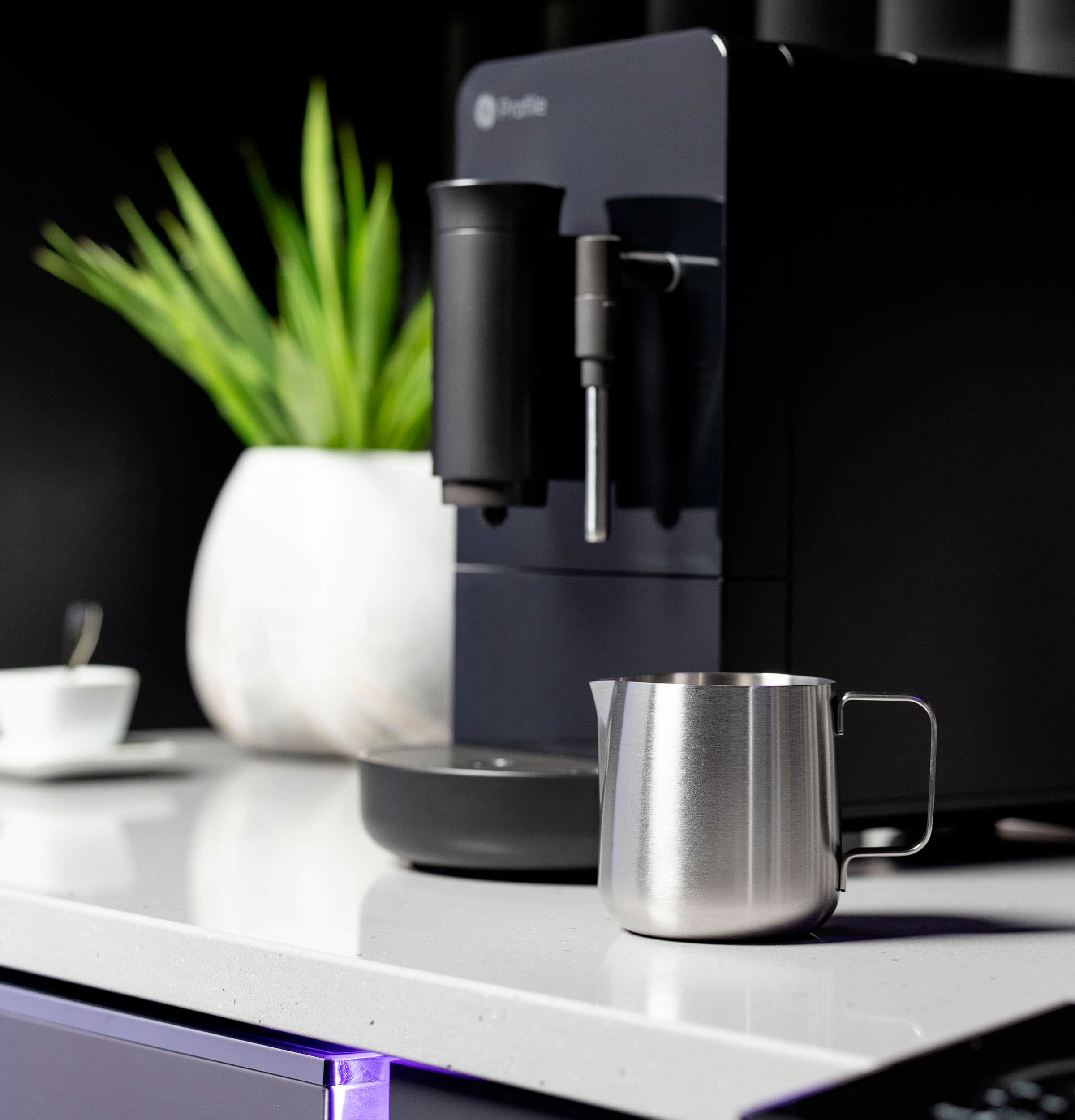 Alt View 18. GE Profile - Automatic Espresso Machine with 20 bars of pressure, Milk Frother, and Built-In Wi-Fi - Black.