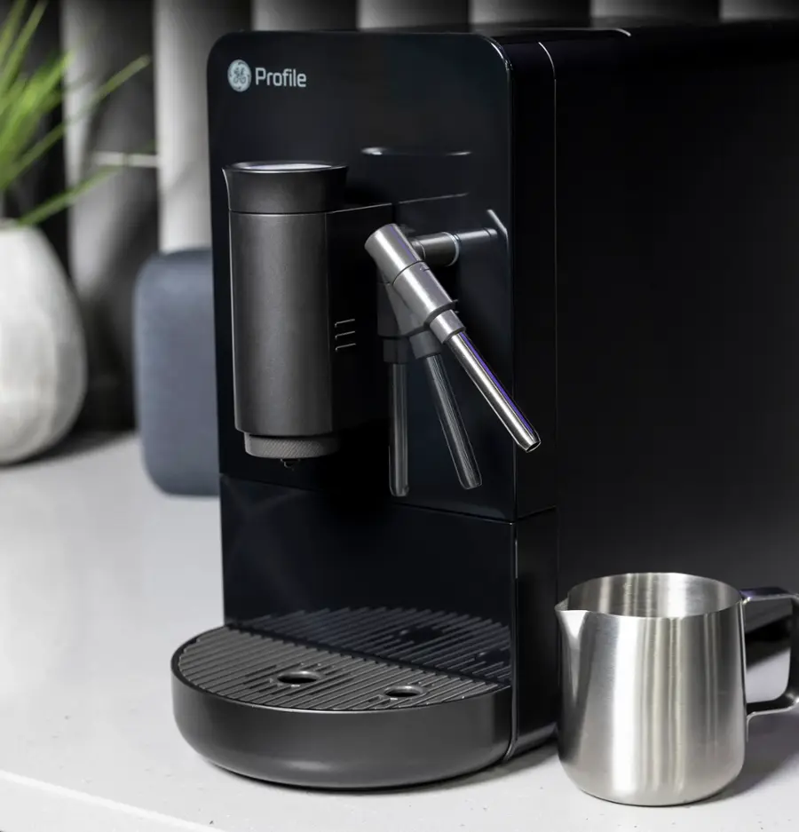 Alt View 21. GE Profile - Automatic Espresso Machine with 20 bars of pressure, Milk Frother, and Built-In Wi-Fi - Black.