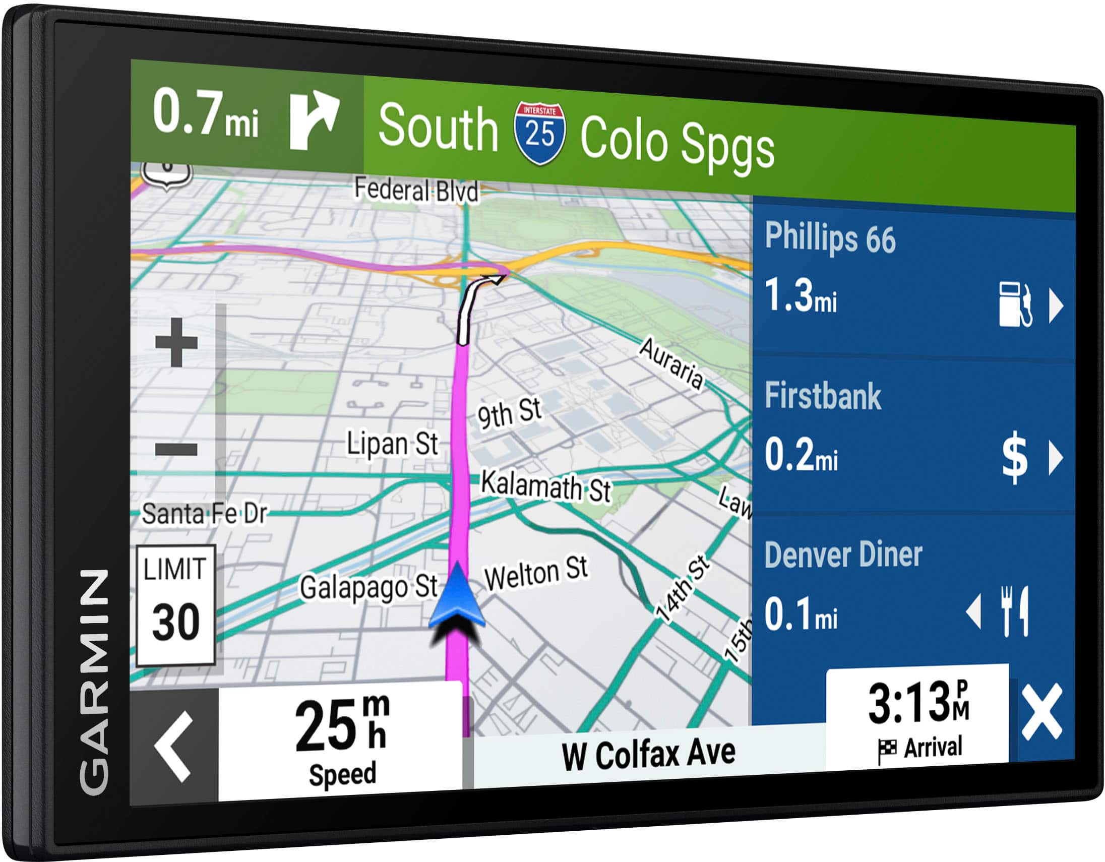 Angle. Garmin - DriveSmart 66 6" GPS with Built-In** Bluetooth, Map Updates and Traffic Updates - Black.