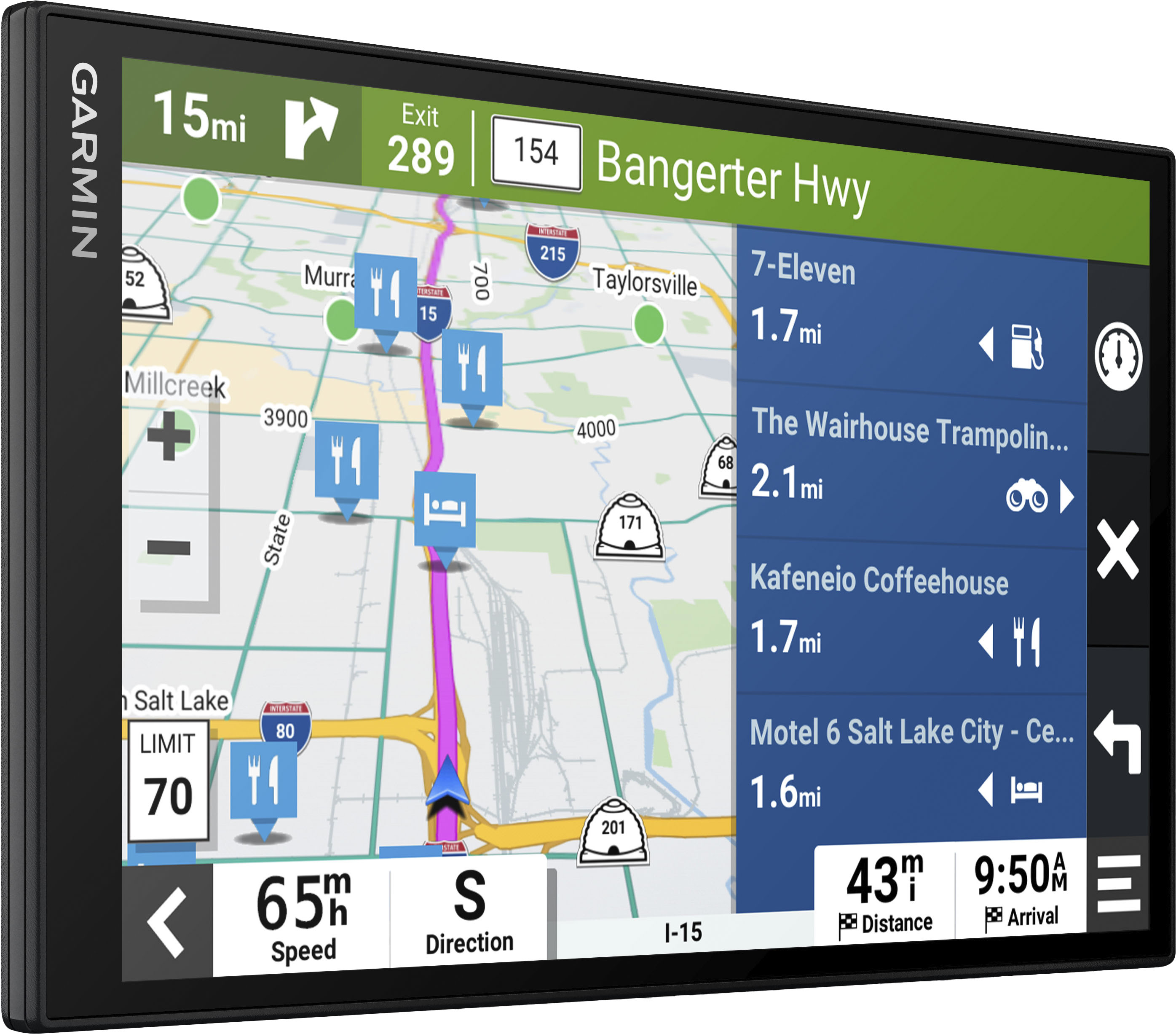 Angle View: Garmin - DriveSmart 86 8" GPS with Built-In** Bluetooth, Map Updates and Traffic Updates - Black