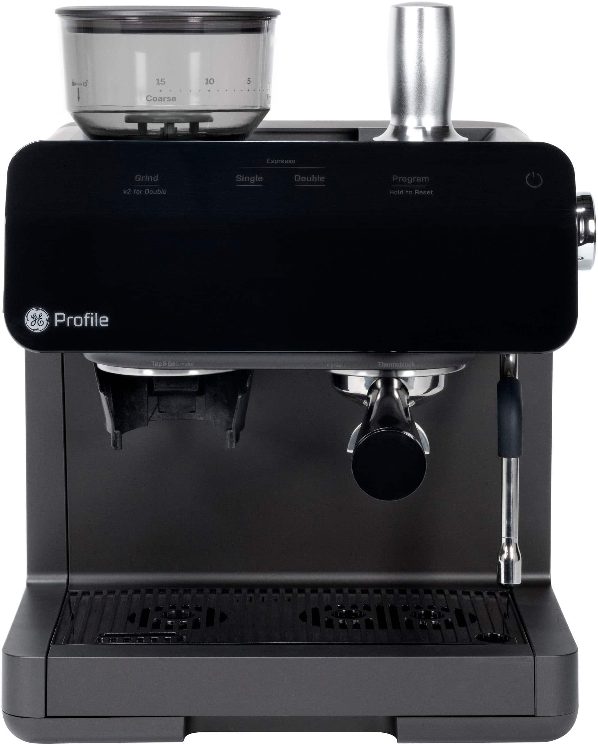 Alt View 1. GE Profile - Semi-Automatic Espresso Machine with 15 bars of pressure, Milk Frother, and Built-In Wi-Fi - Black.