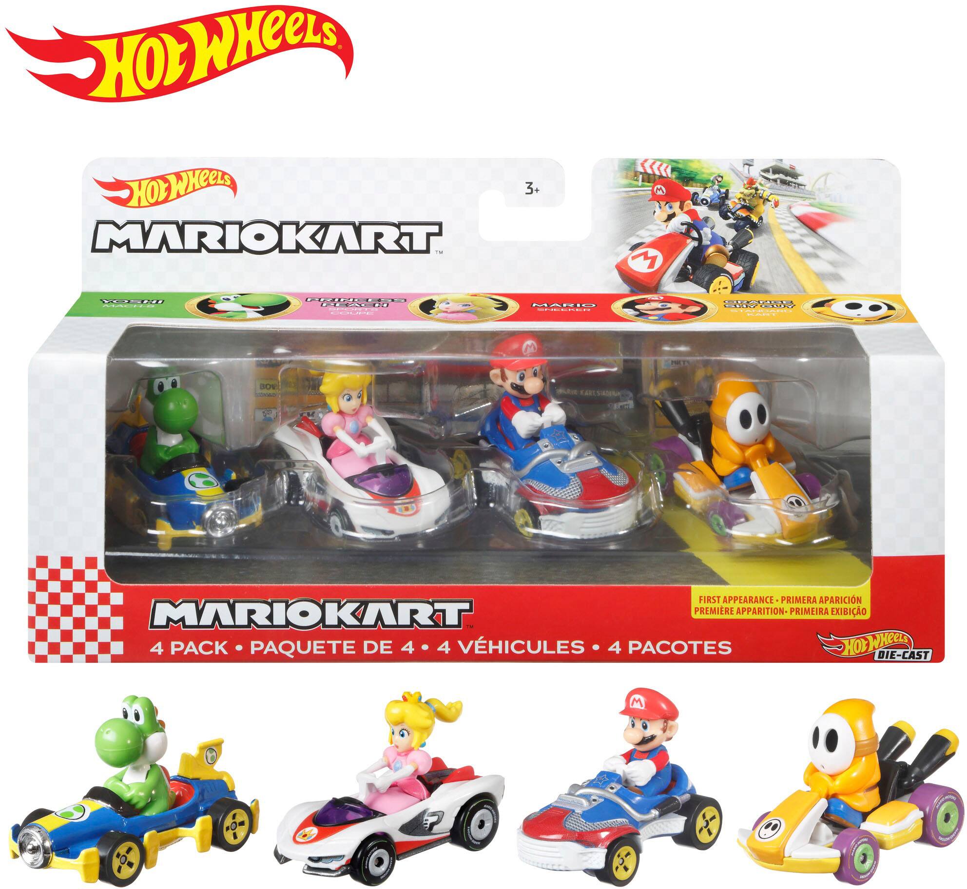 Angle. Hot Wheels - Mario Kart Vehicle 4-Pack - Styles May Vary.