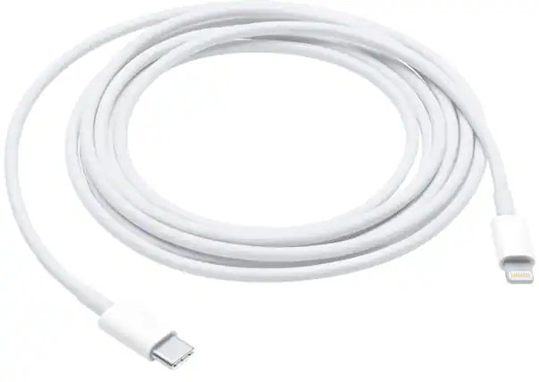 Front. Apple - 6.6' (2M) USB Type C-to-Lightning Charging Cable - White.