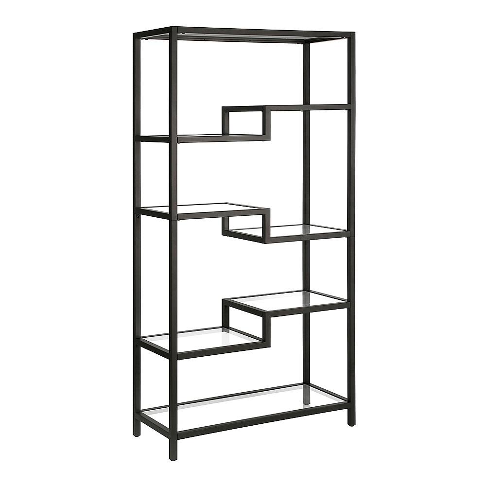 Angle. Hudson&Canal - Johann 68" Tall Bookcase - Blackened Bronze.