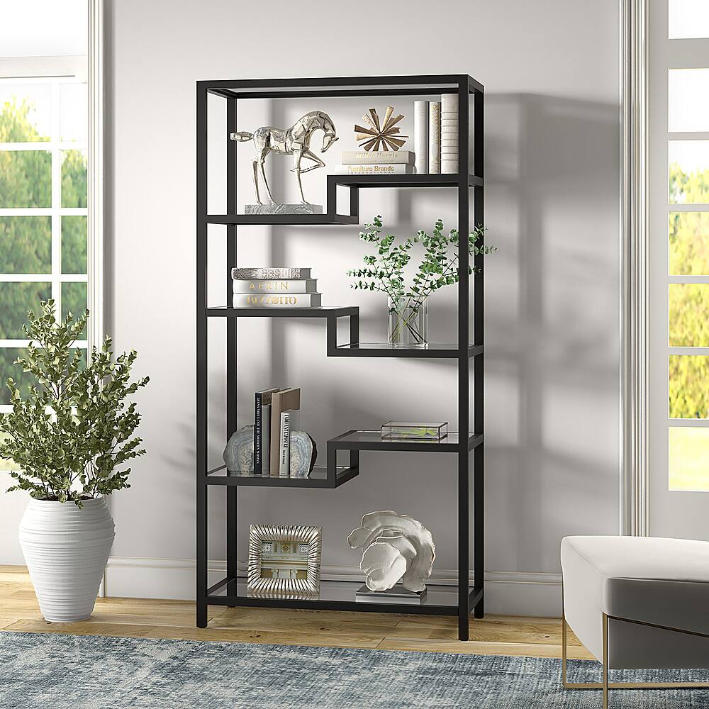 Alt View 12. Hudson&Canal - Johann 68" Tall Bookcase - Blackened Bronze.
