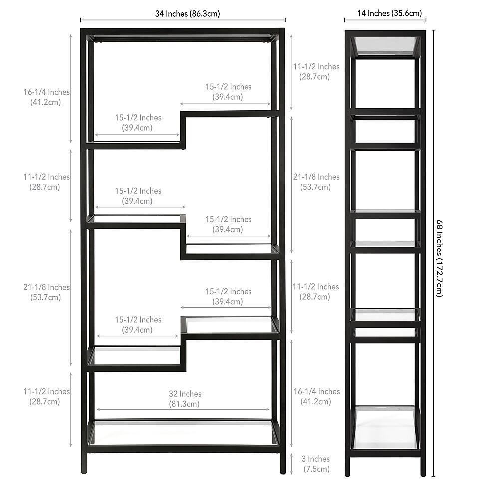 Alt View 13. Hudson&Canal - Johann 68" Tall Bookcase - Blackened Bronze.