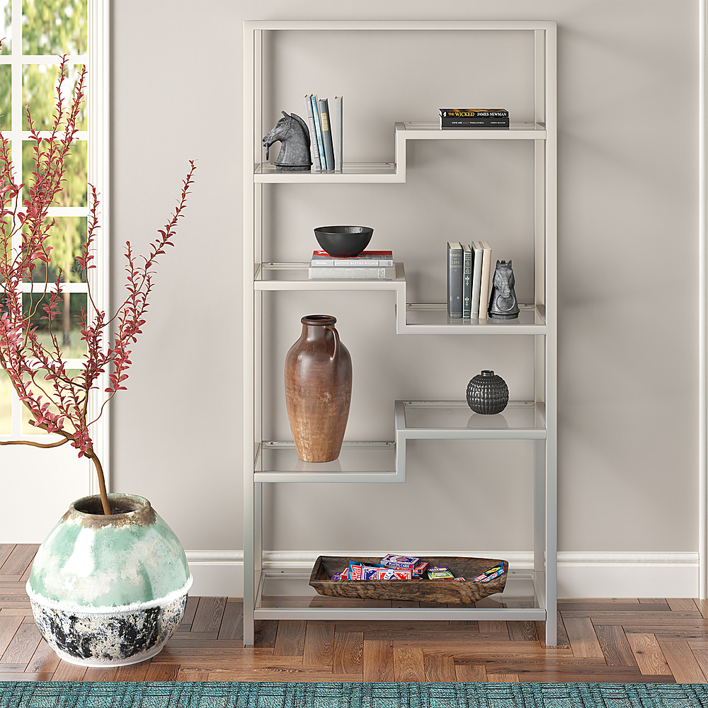 Tall Wood Wall Shelf Brushed Nickel Metal - Brightroom™