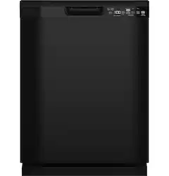 GE - 24" Front Control Built-In Plastic Tub Dishwasher with Steam + Sanitization and 52 dBA - Black - Front_Zoom