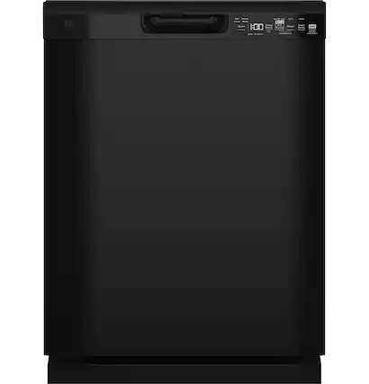 Front. GE - Front Control Built-In Dishwasher, 52 dBA - Black.