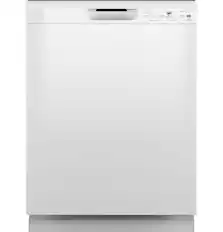 Front. GE - Front Control Built-In Dishwasher, 52 dBA - White.