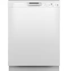 GE - 24" Front Control Built-In Plastic Tub Dishwasher with Steam + Sanitization and 52 dBA - White - Front_Zoom