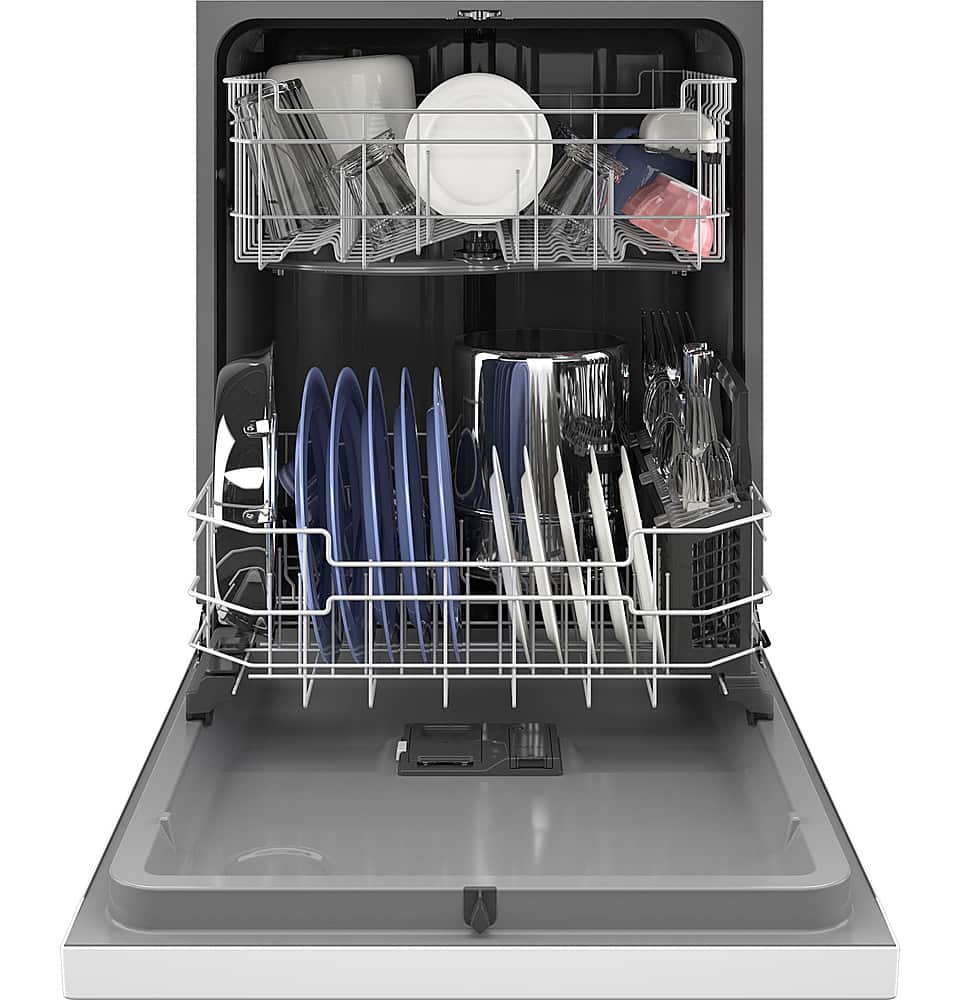 Alt View 12. GE - Front Control Built-In Dishwasher, 52 dBA - White.