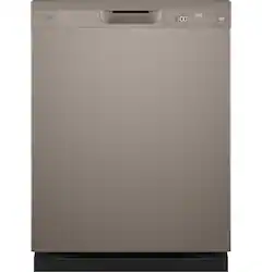 GE - 24" Front Control Built-In Plastic Tub Dishwasher with Steam + Sanitization and 52 dBA - Slate - Front_Zoom