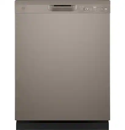 Front. GE - Front Control Built-In Dishwasher, 52 dBA - Fingerprint Resistant Slate.