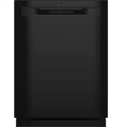 GE - 24" Top Control Built-In Plastic Tub Dishwasher with 3rd Rack, Bottle Jets and 50 dBA - Black - Front_Zoom
