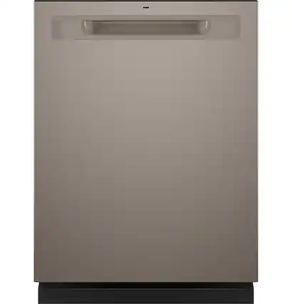 Front. GE - 24" Top Control Built-In Plastic Tub Dishwasher with 3rd Rack, Bottle Jets and 50 dBA - Fingerprint Resistant Slate.