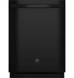 GE - 25" Top Control Built In Plastic Tub Dishwasher with Dry Boost and 55 dBA - Black - Front_Zoom