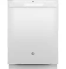 Front. GE - Top Control Built In Dishwasher, 55 dBA - White.