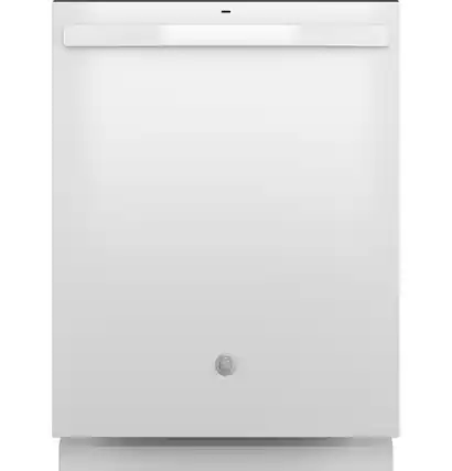 Front. GE - Top Control Built In Dishwasher, 55 dBA - White.