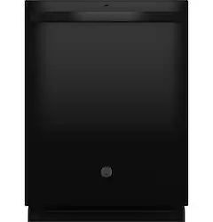 GE - 24" Top Control Built-In Plastic Tub Dishwasher with Sanitize Cycle and 52 dBA - Black - Front_Zoom