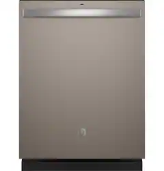 GE - 24" Top Control Built-In Plastic Tub Dishwasher with Sanitize Cycle and 52 dBA - Slate - Front_Zoom