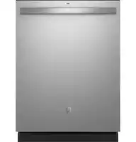 GE - 24" Top Control Built-In Plastic Tub Dishwasher with Sanitize Cycle and 52 dBA - Stainless Steel - Front_Zoom