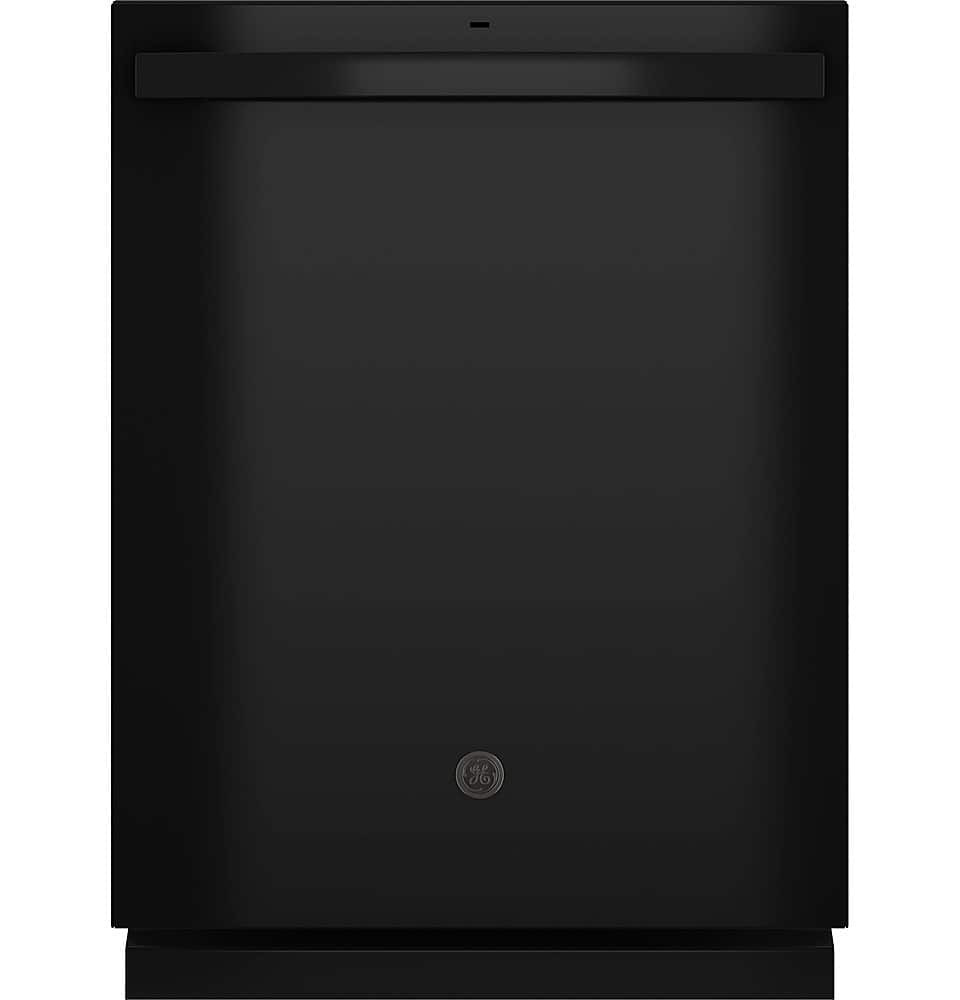 Front. GE - 24" Top Control Built-In Plastic Tub Dishwasher with 3rd Rack, Dry Boost and 50 dBA - Black.