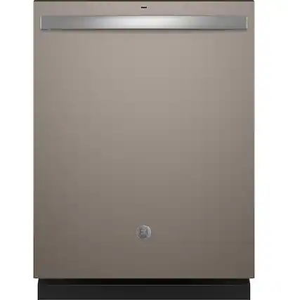 Front. GE - 24" Top Control Built-In Plastic Tub Dishwasher with 3rd Rack, Dry Boost and 50 dBA - Fingerprint Resistant Slate.