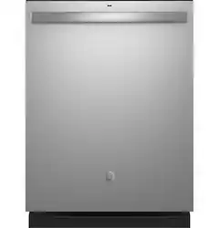 GE - 24" Top Control Built-In Plastic Tub Dishwasher with 3rd Rack, Sanitize Cycle and 50 dBA - Stainless Steel - Front_Zoom
