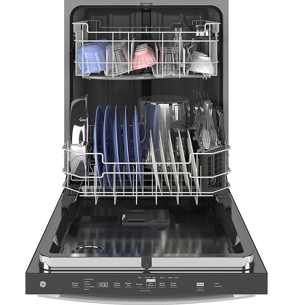 Alt View 12. GE - Top Control Smart Built In Dishwasher with Sanitize Cycle and Dry Boost, 50 dBA - Stainless Steel.